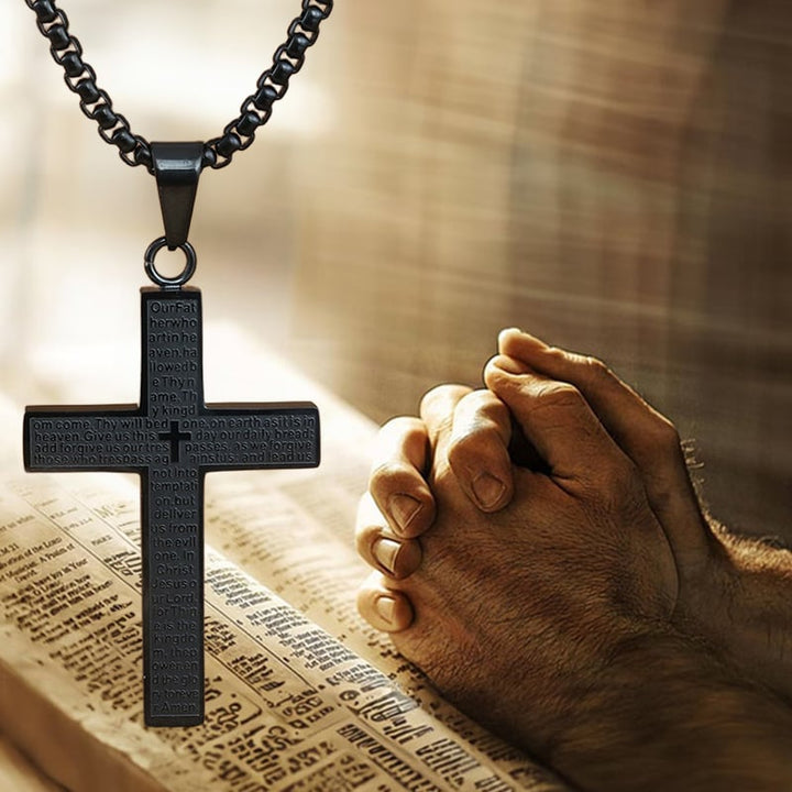 ✝️ Embrace Divine Strength - 49% OFF - ✨ Cross Necklace with the Lord's Prayer - For Daily Faith and Spiritual Connection 🙏